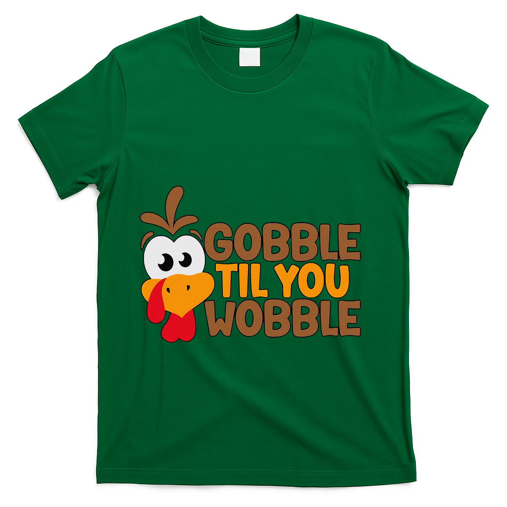 Gobble Til You Wobble Baby Outfit Thanksgiving T-Shirt - Green