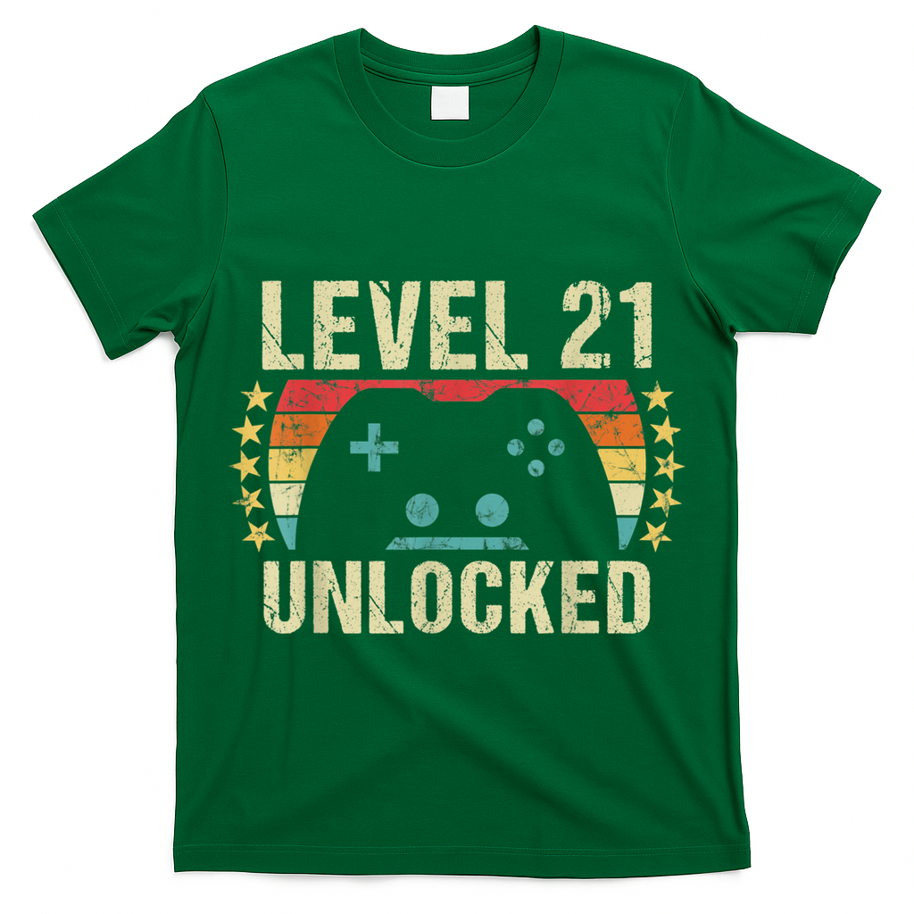 Gaming Vintage 21st Birthday Gift 21 Year Old Boy Girl Gamer T-Shirt
