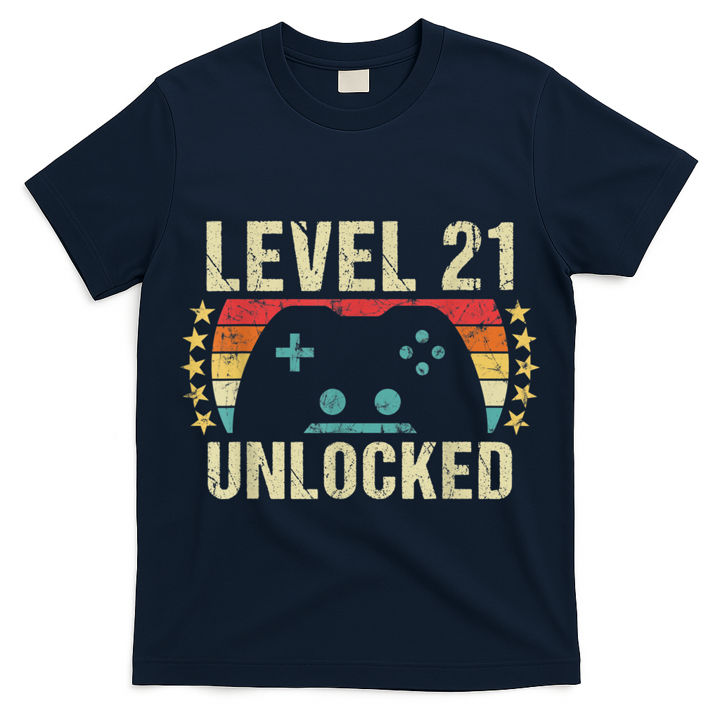 Gaming Vintage 21st Birthday Gift 21 Year Old Boy Girl Gamer T-Shirt