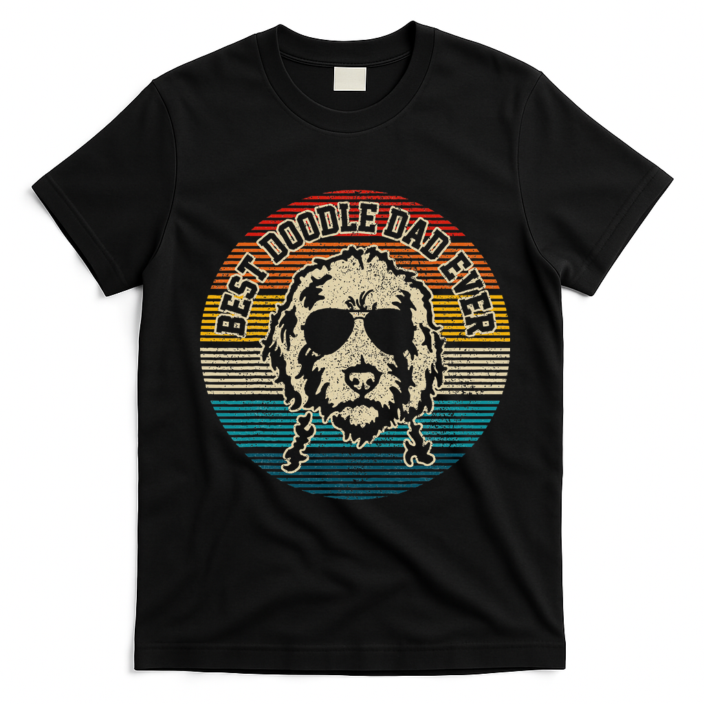 Goldendoodle Vintage Doodle Dad Dog Funny Gift T-Shirt - Black