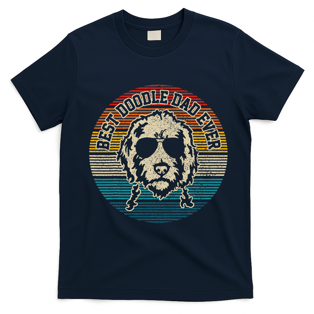 Goldendoodle Vintage Doodle Dad Dog Funny Gift T-Shirt - Navy Blue