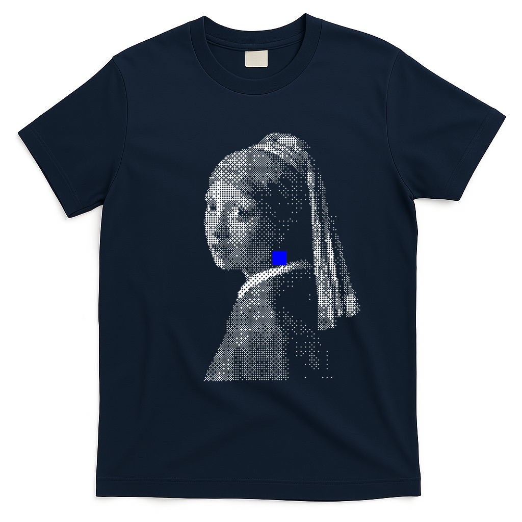 girl with a blue square earring - Navy