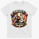 George Washington Abe Lincoln Playing Guitar 250 Years 1776-2026 T-Shirt - White
