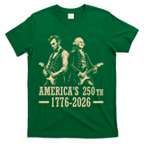 George Washington Abe Lincoln Guitar America's 250th Anniversary T-Shirt - Green