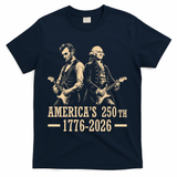 George Washington Abe Lincoln Guitar America's 250th Anniversary T-Shirt - Navy