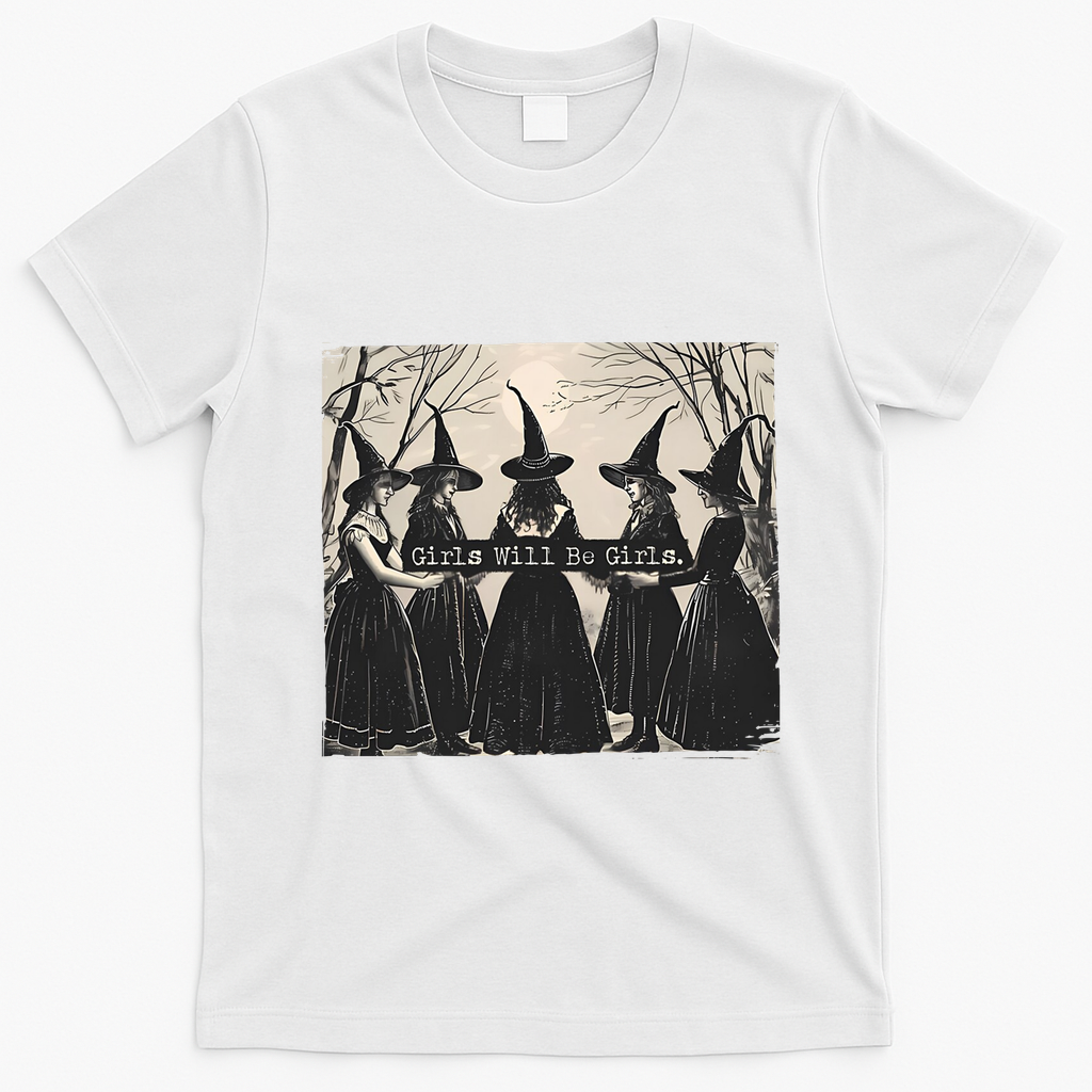 Girls Will Be Girls Halloween Witch T-Shirt - White