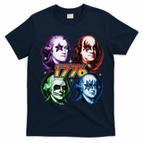 George Washington Benjamin Franklin 1776 Vintage Rock Band T-Shirt - Navy Blue