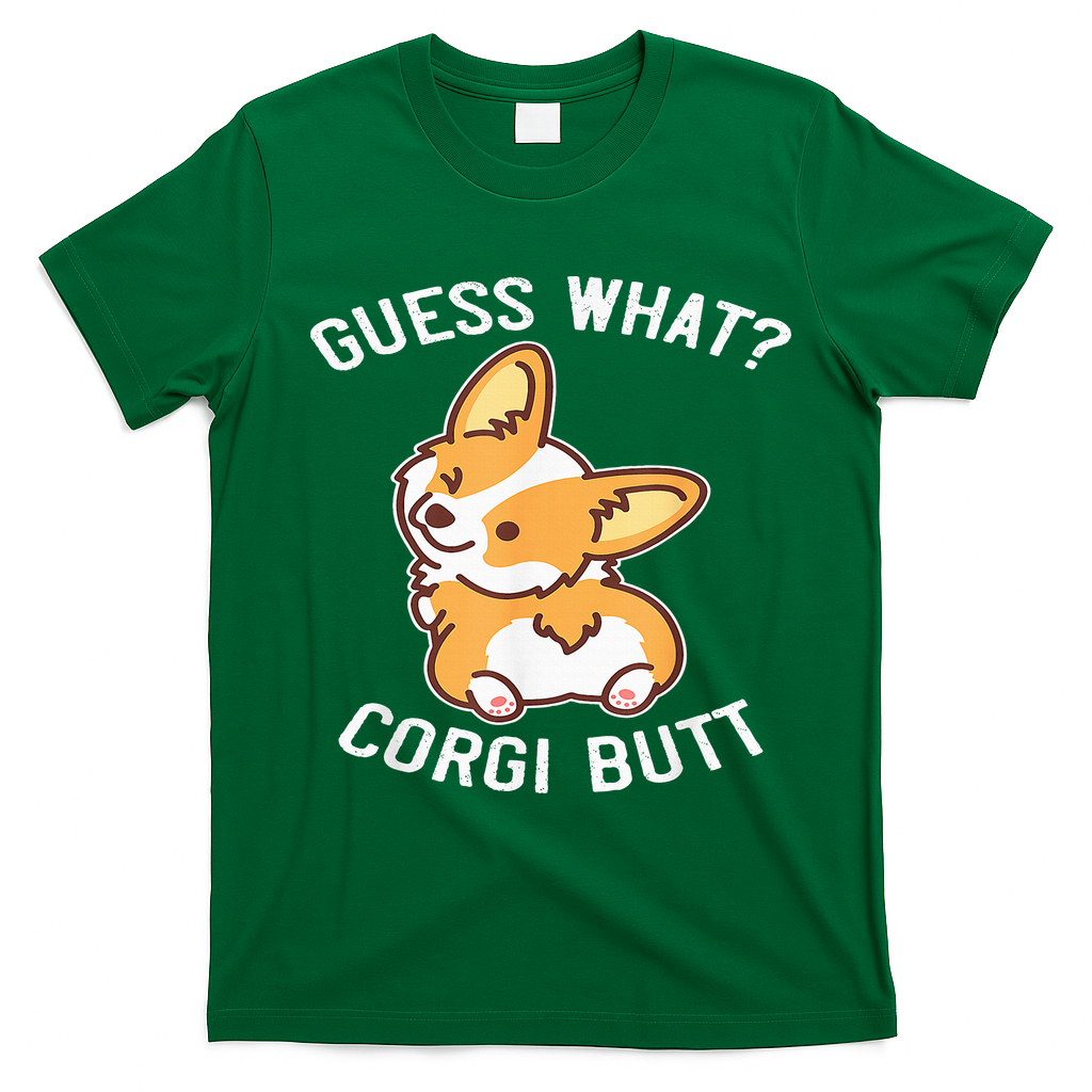 Guess What Corgi Butt Funny Corgi Dog Gift Pun T-Shirt - Irish Green