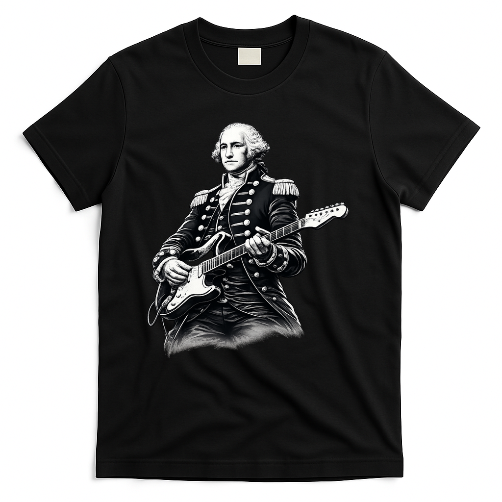 George Washington Guitar Rock Music T-Shirt - Black