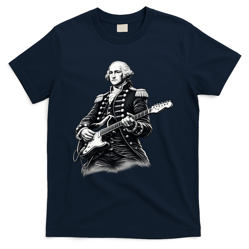 George Washington Guitar Rock Music T-Shirt - Navy
