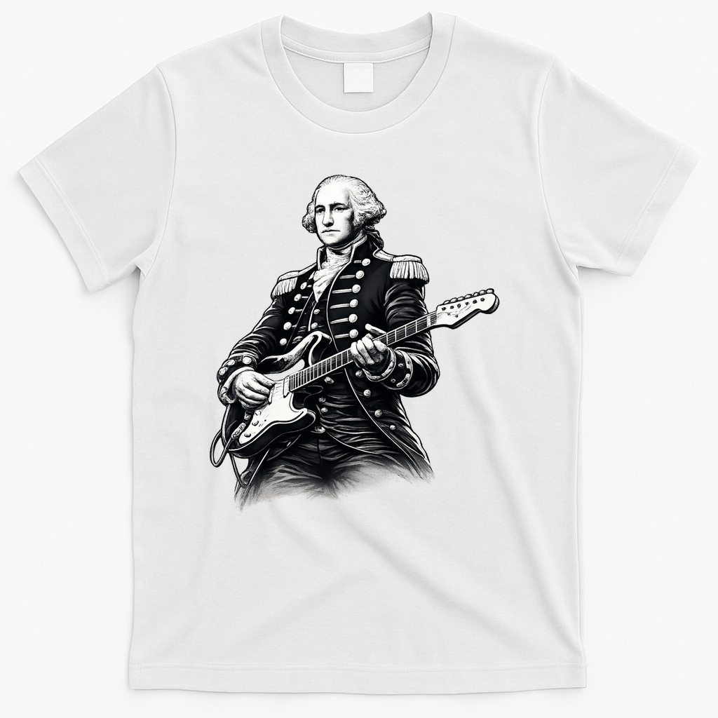 George Washington Guitar Rock Music T-Shirt - White