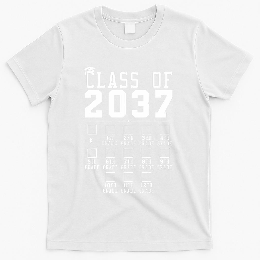 Grow With Me Class Of 2037 Handprint Kindergarten Graduation T-Shirt - White