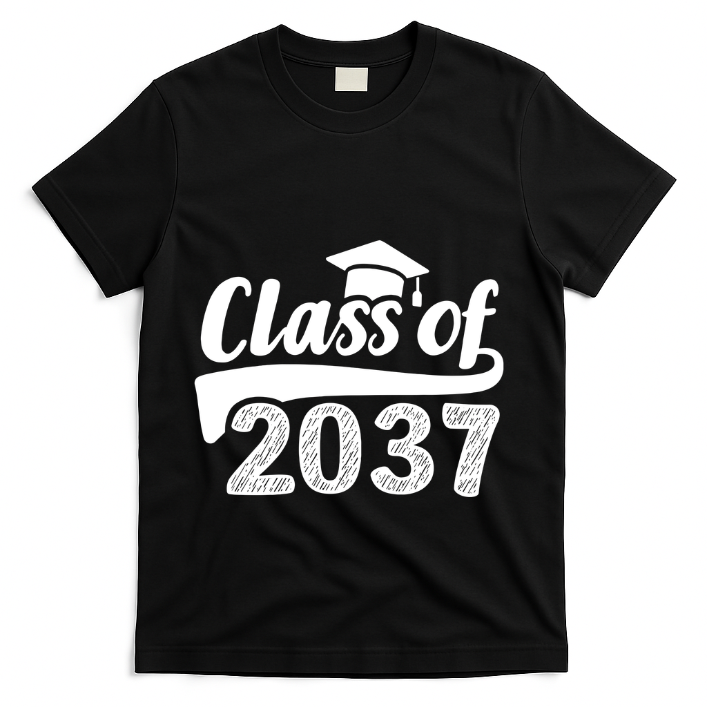 Grow With Me Class Of 2037 Graduation Preschool T-Shirt - Black