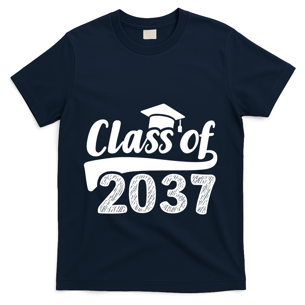 Grow With Me Class Of 2037 Graduation Preschool T-Shirt - Navy