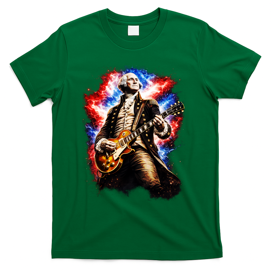 George Washington Playing Guitar T-Shirt - Green