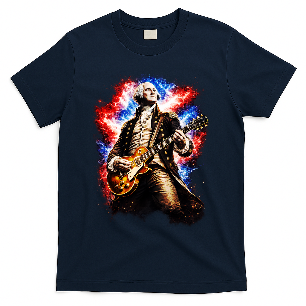 George Washington Playing Guitar T-Shirt - Navy