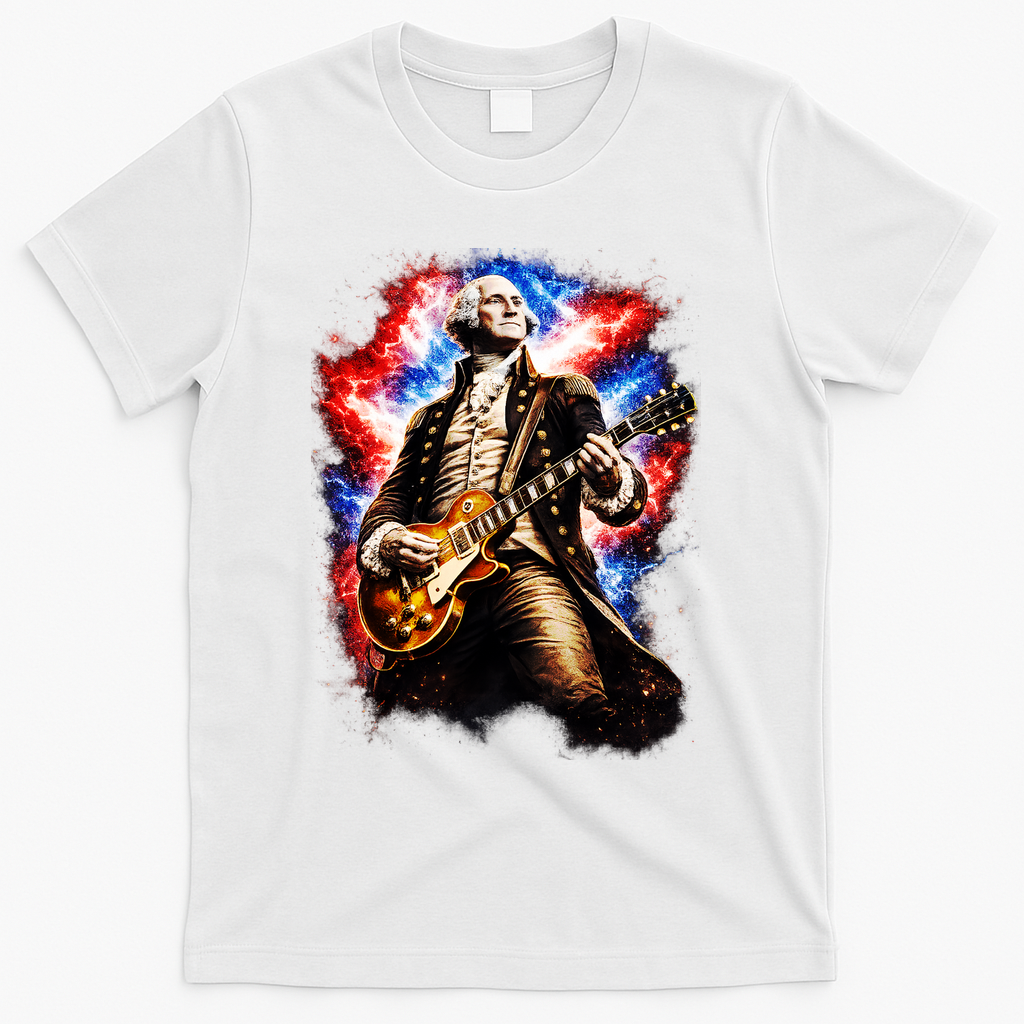 George Washington Playing Guitar T-Shirt - White