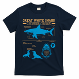 Great White Shark Carcharodon Carcharias Infographic T-Shirt - Navy