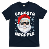 Gangsta Wrapper Santa Gangster Wrapper Funny Christmas T-Shirt - Navy Blue