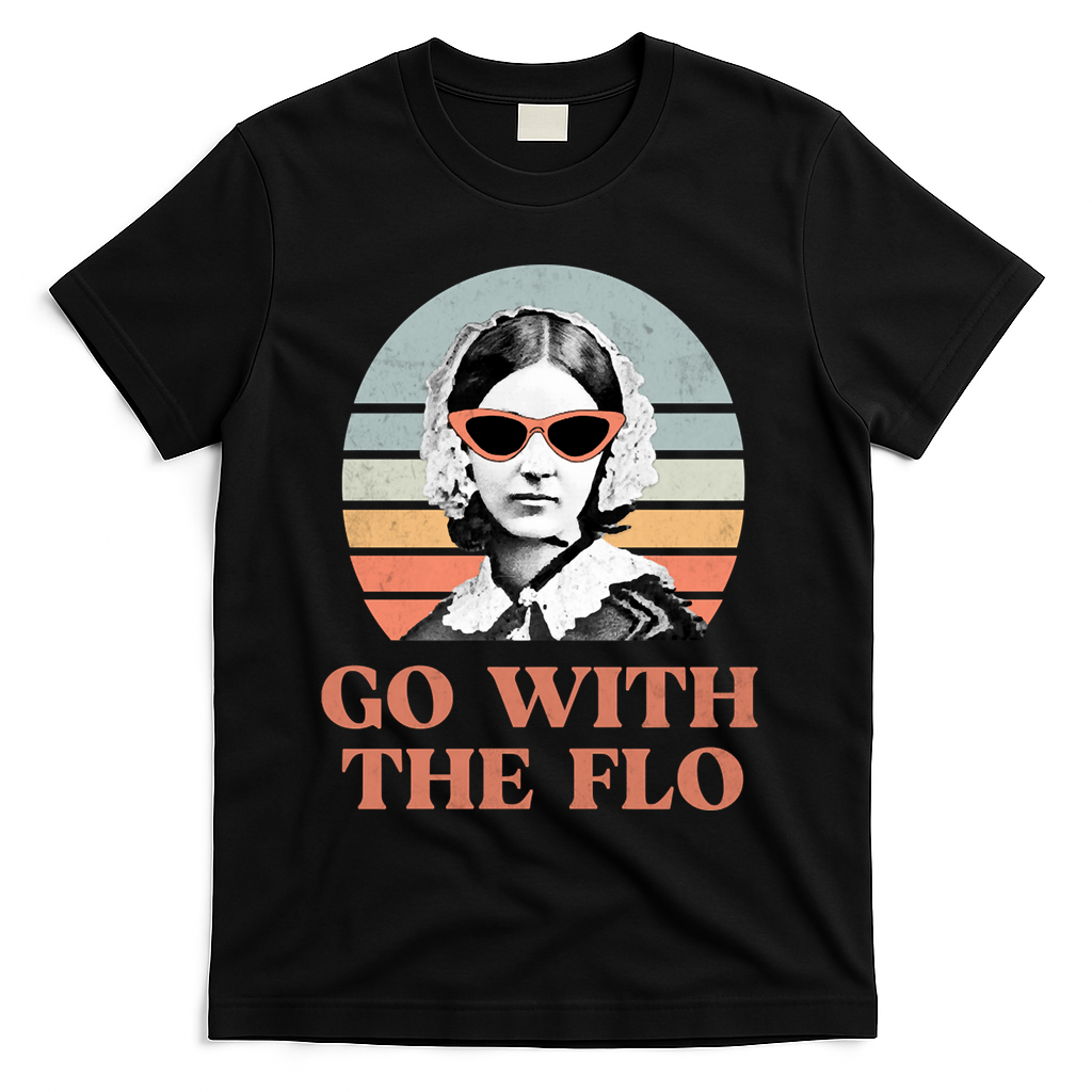 Go With The Flo Funny Nursing T-Shirt - Black