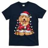 Goldendoodle Xmas Lighting Santa Goldendoodle Dog Christmas Gift T-Shirt - Navy Blue
