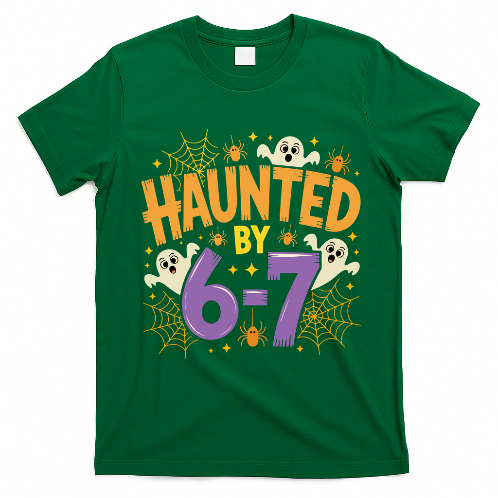 Gen Z Haunted By 6-7 Meme Spooky Ghost Halloween T-Shirt - Irish Green
