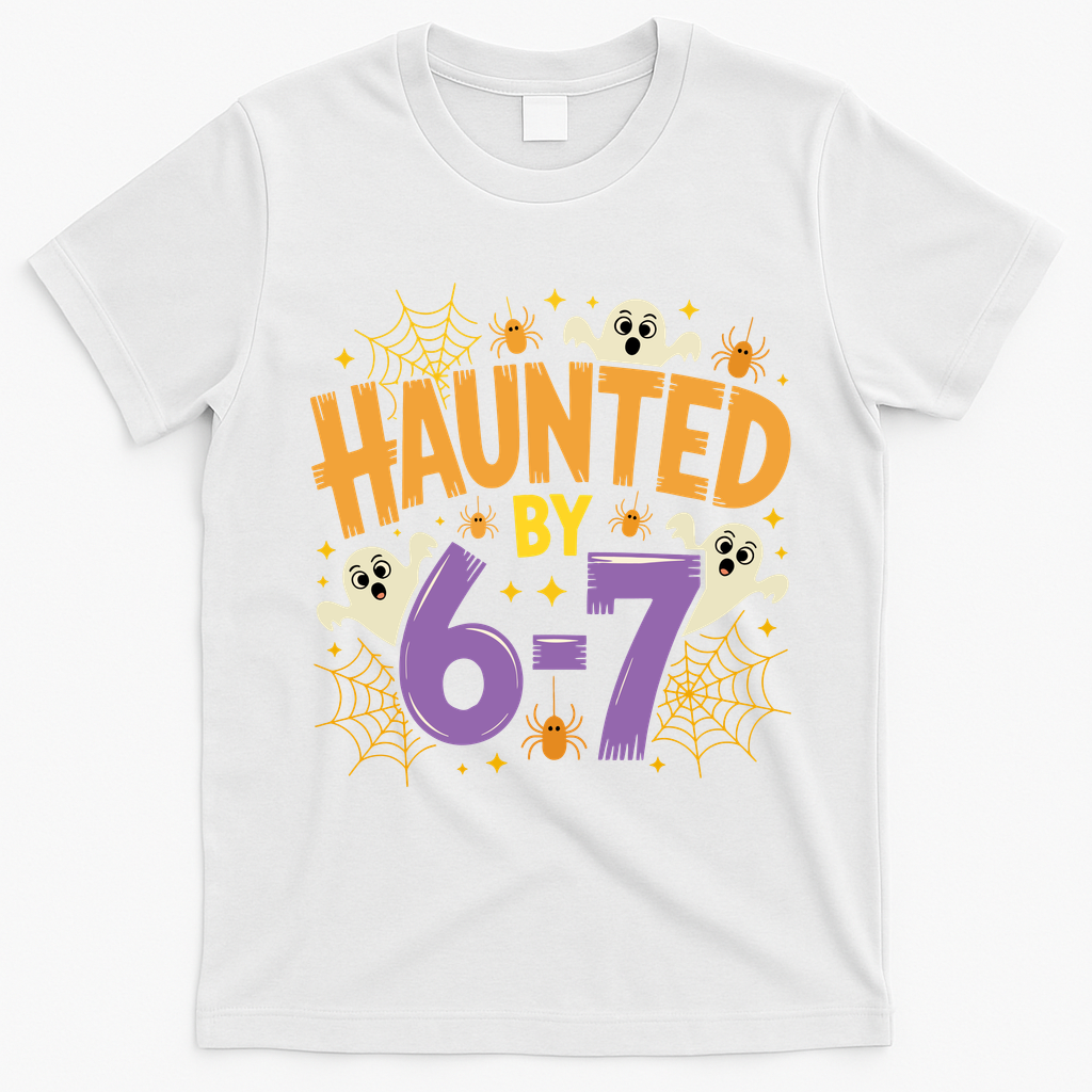 Gen Z Haunted By 6-7 Meme Spooky Ghost Halloween T-Shirt - White