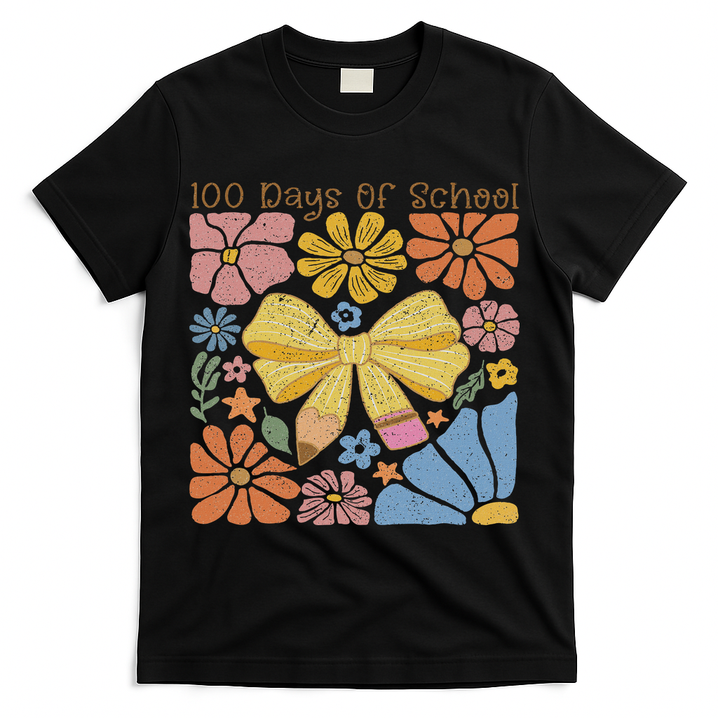 Happy 100th Day Of School 100 Days Of School Teacher Student T-Shirt - Black