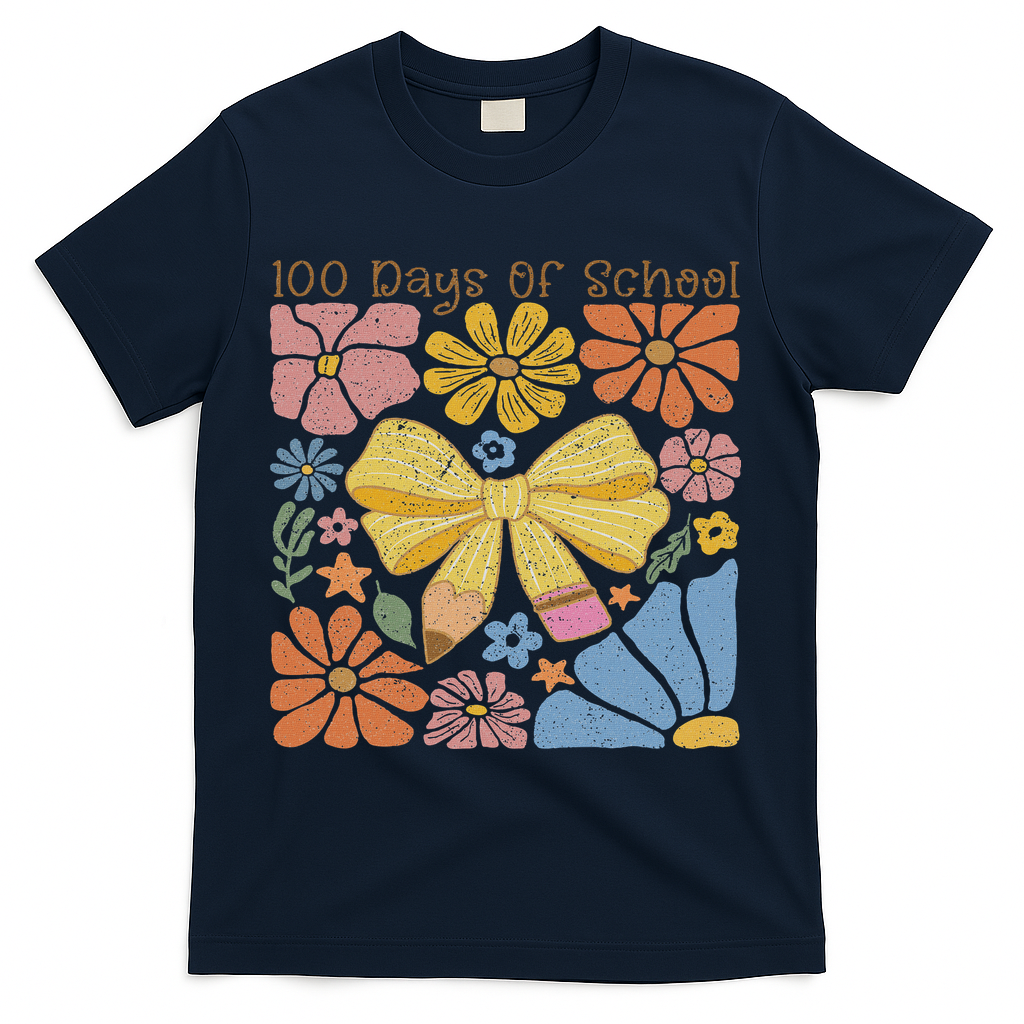 Happy 100th Day Of School 100 Days Of School Teacher Student T-Shirt - Navy