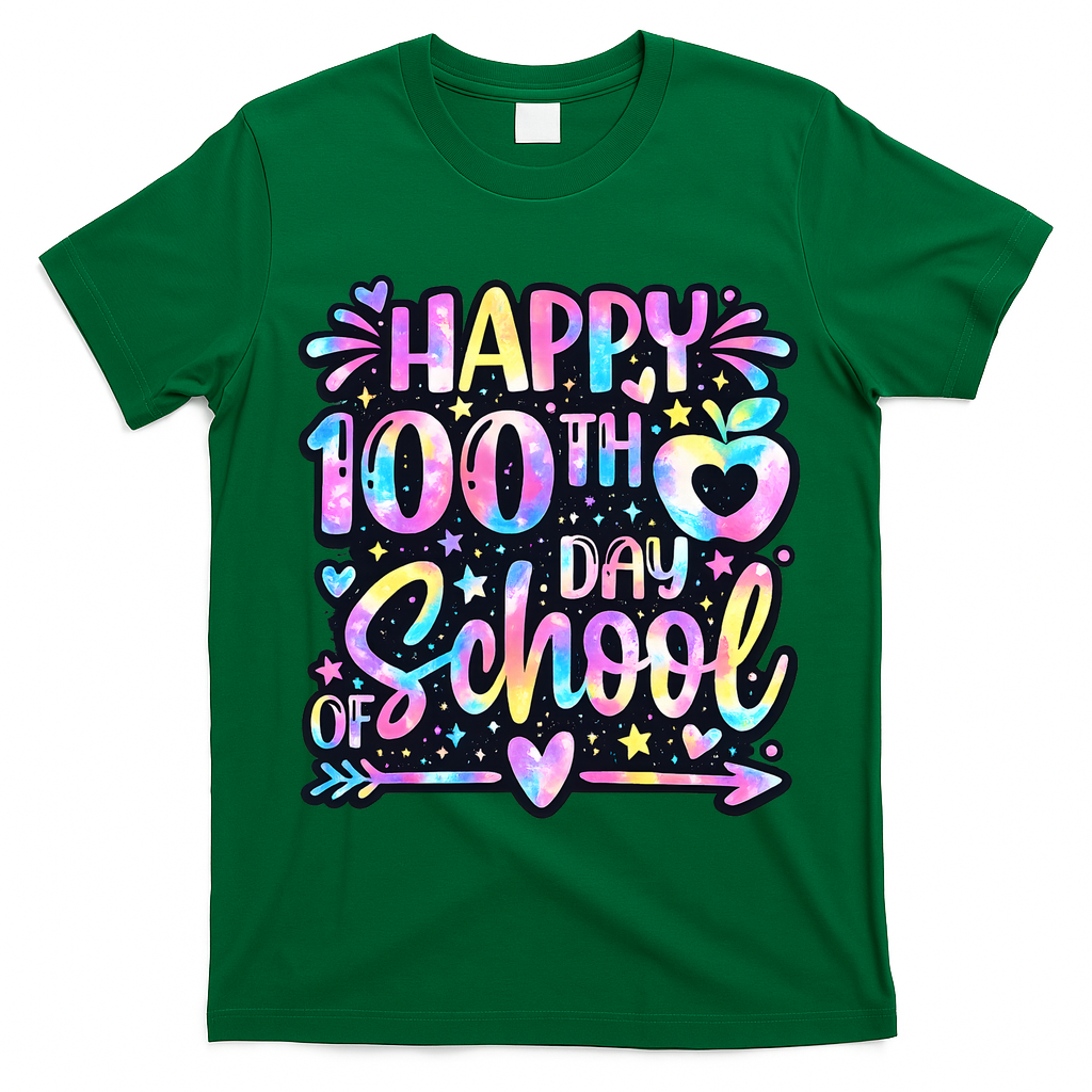 Happy 100th Day Of School Tie Dye Rainbow 100 Days T-Shirt