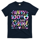 Happy 100th Day Of School Tie Dye Rainbow 100 Days T-Shirt - Navy