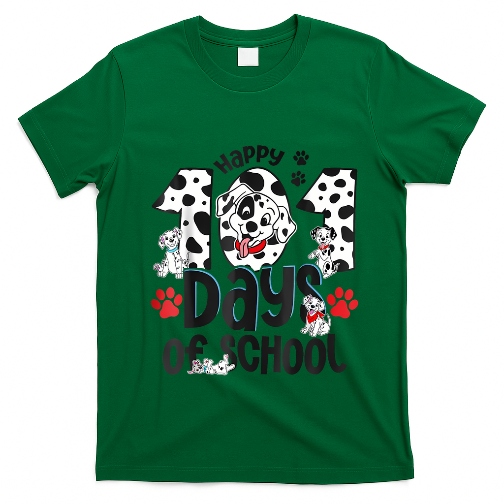 Happy 101 Days Of School Dog T-Shirt - Irish Green