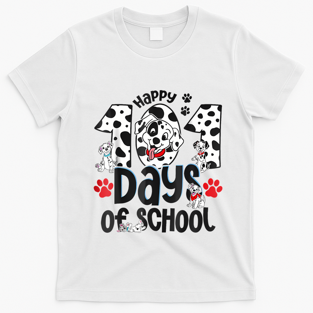 Happy 101 Days Of School Dog T-Shirt - White