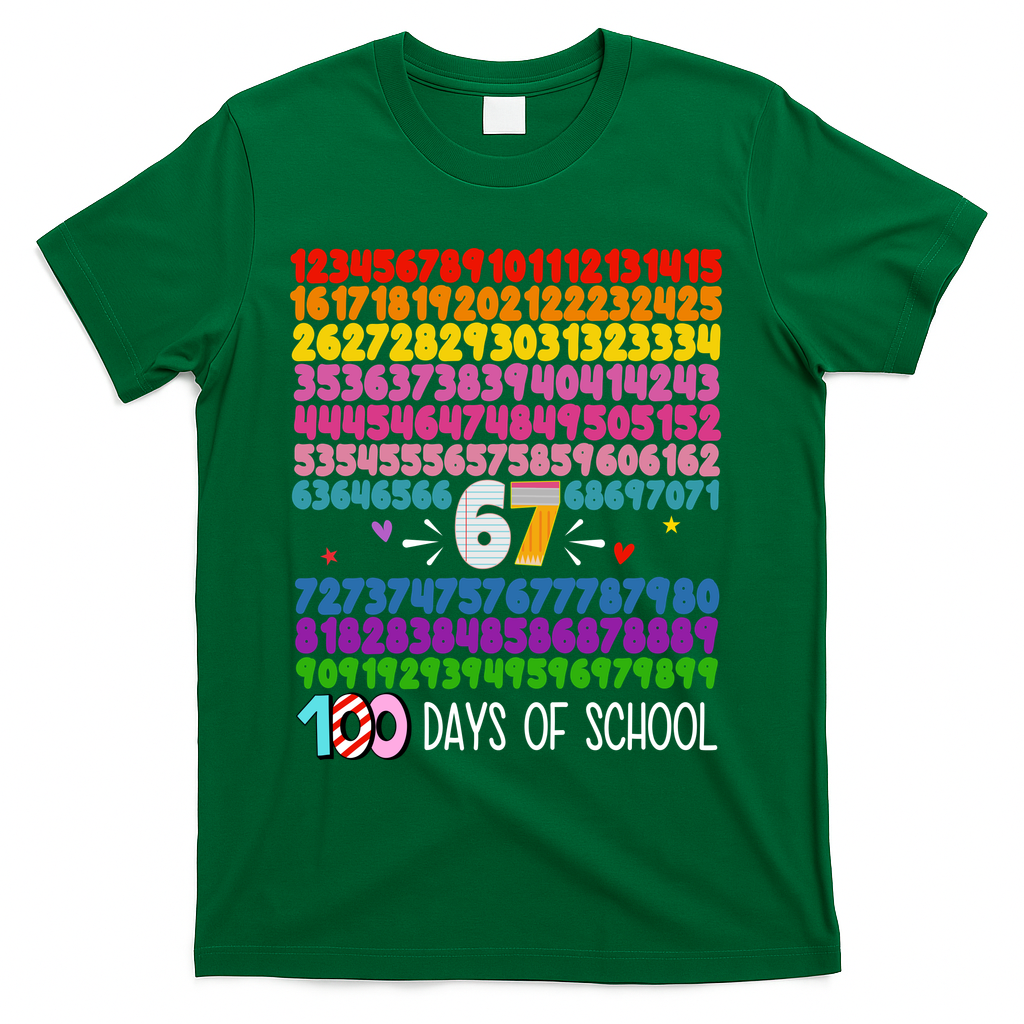 Happy 100 Days Of School Smarter 67 Teacher Students T-Shirt - Green