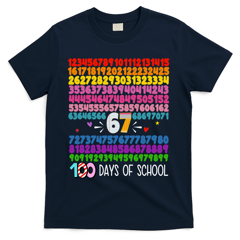 Happy 100 Days Of School Smarter 67 Teacher Students T-Shirt - Navy