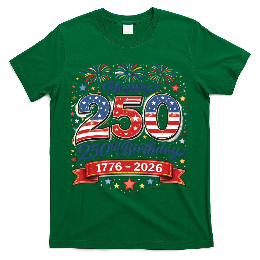 Happy 250th Birthday 1776 USA T-Shirt - Green