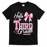 Hello 3rd Third Grade First Day Of School Coquette Teacher T-Shirt - Black