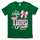Hello 3rd Third Grade First Day Of School Coquette Teacher T-Shirt - Green