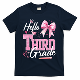 Hello 3rd Third Grade First Day Of School Coquette Teacher T-Shirt - Navy