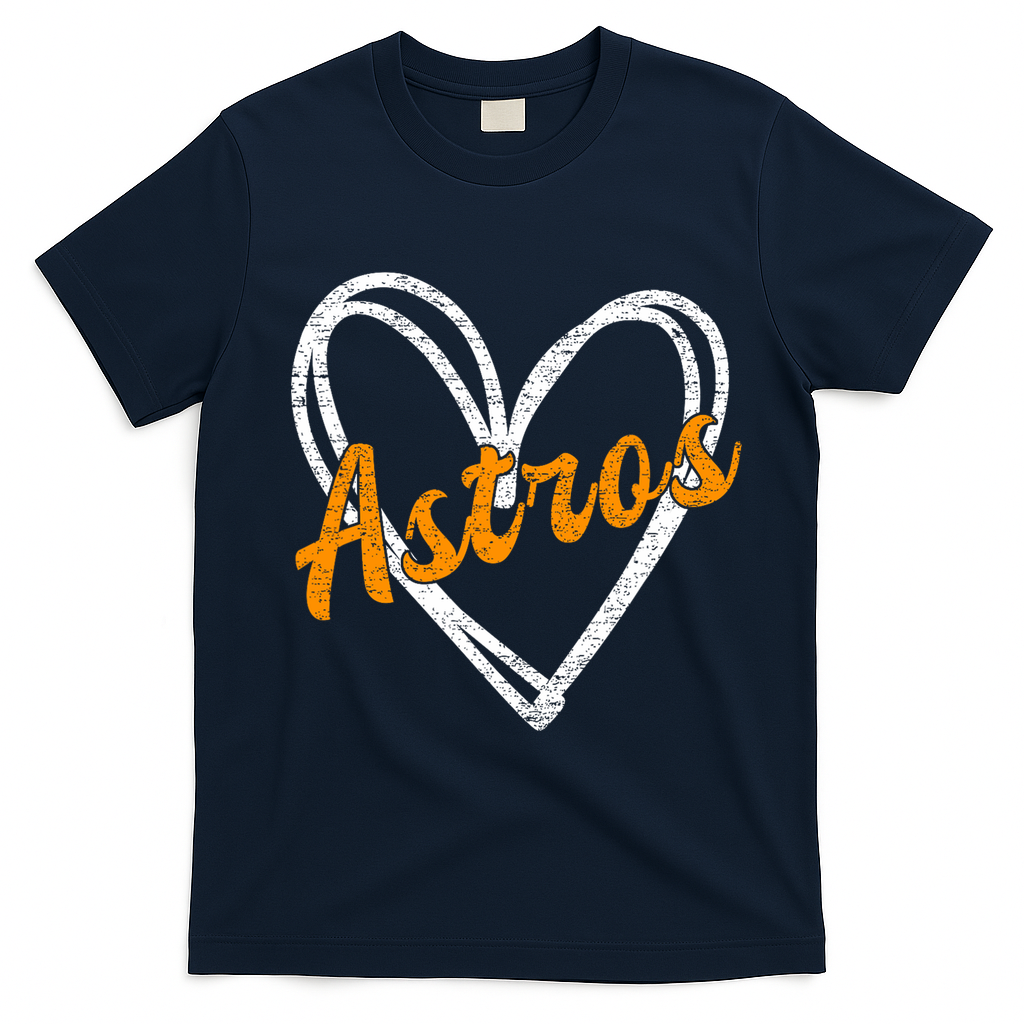 Heartfelt Astros Fan T-Shirt - Navy Blue