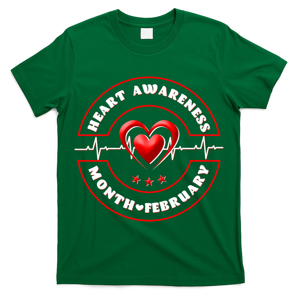 Heart Awareness Month February American Heart Health Emblem T-Shirt