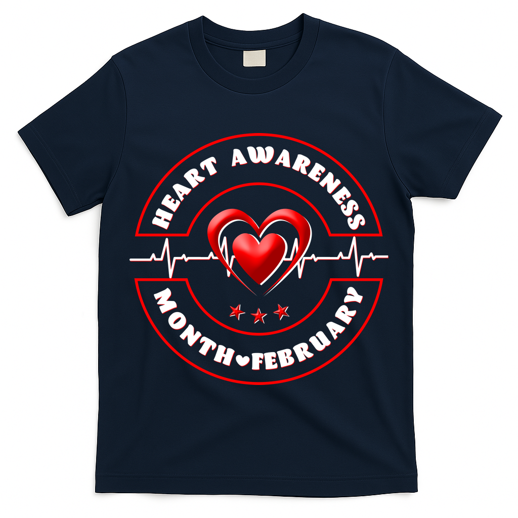 Heart Awareness Month February American Heart Health Emblem T-Shirt