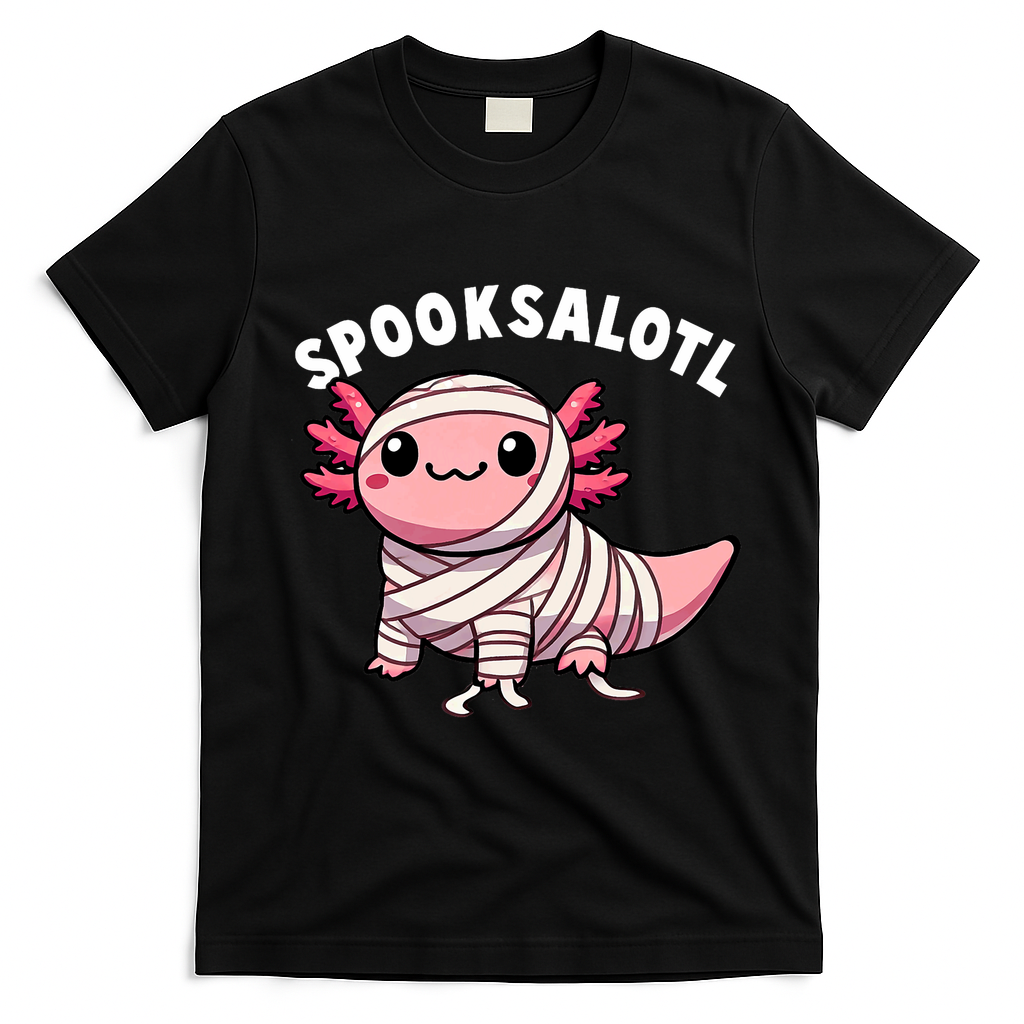 Halloween Axolotl Spooksalotl Funny Axolotl T-Shirt - Black