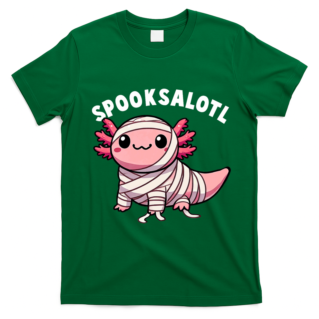 Halloween Axolotl Spooksalotl Funny Axolotl T-Shirt - Irish Green