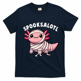 Halloween Axolotl Spooksalotl Funny Axolotl T-Shirt - Navy Blue
