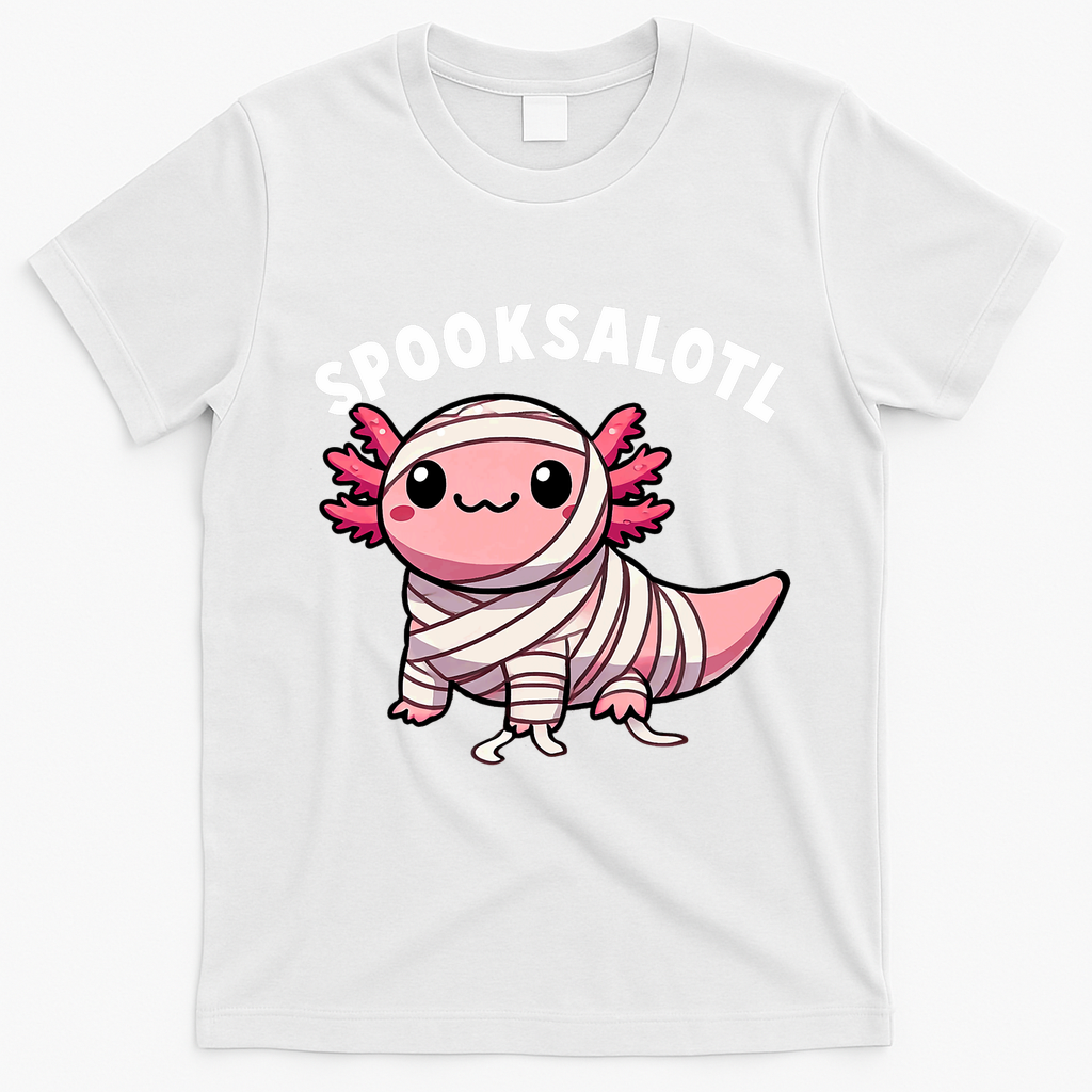 Halloween Axolotl Spooksalotl Funny Axolotl T-Shirt - White