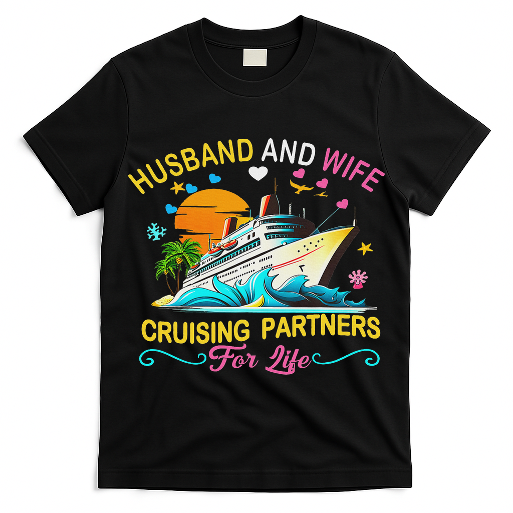 Husband And Wife Cruising Partners For Life Couple Cruise T-Shirt