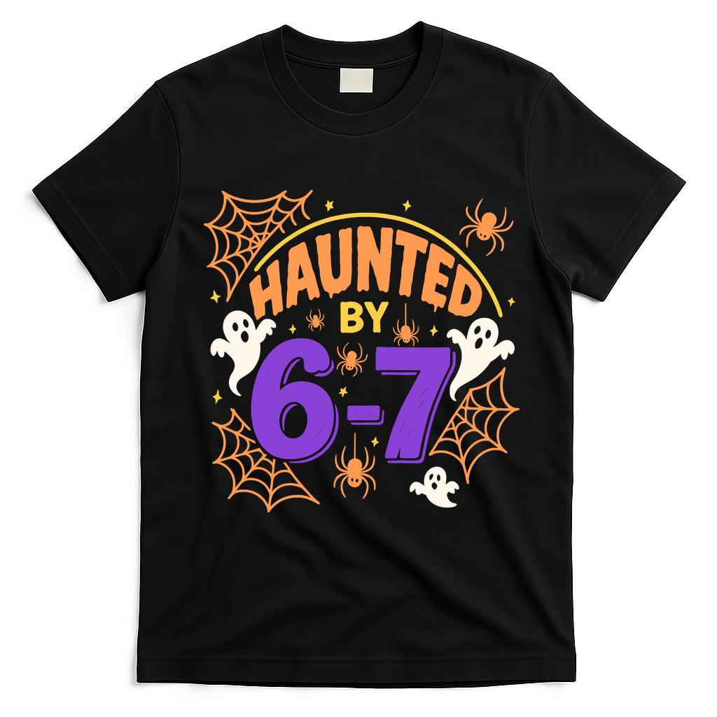 Haunted By 6-7 Halloween 67 Meme Funny T-Shirt - Black