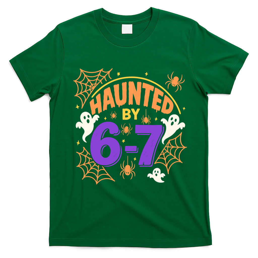 Haunted By 6-7 Halloween 67 Meme Funny T-Shirt - Irish Green