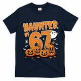 Haunted By 67 Funny Halloween 6-7 T-Shirt - Navy Blue
